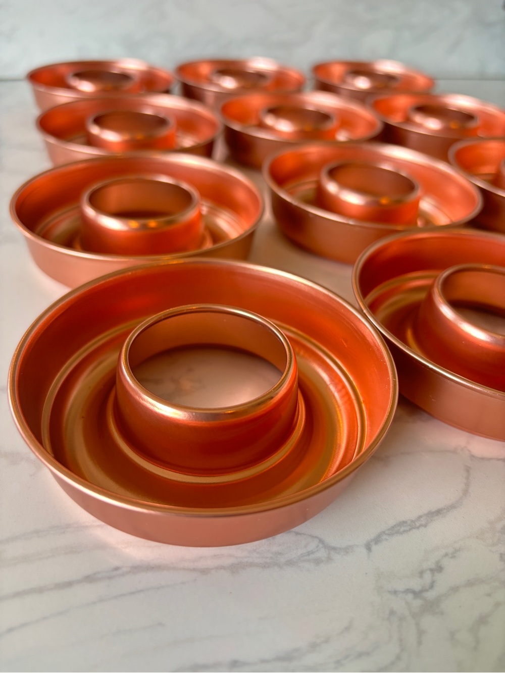 Set of 12 Vintage copper colored Aluminum Ring Molds